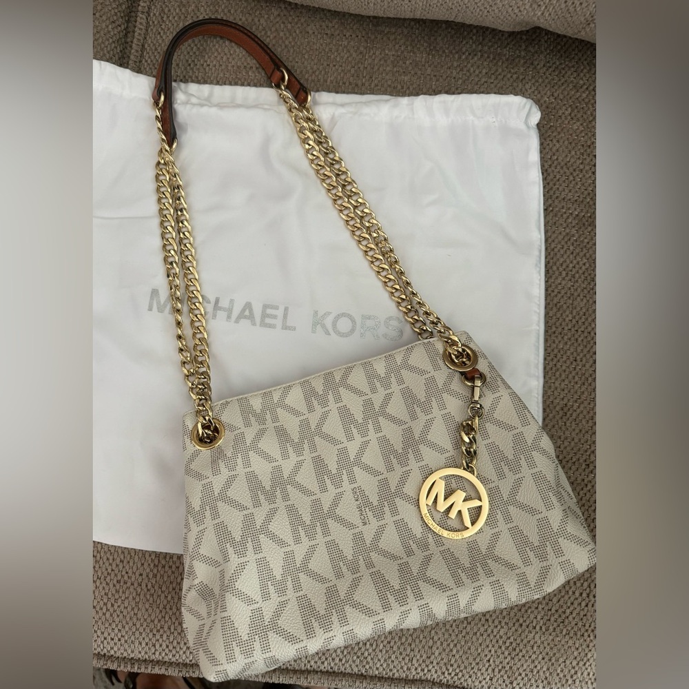 MK white logo purse